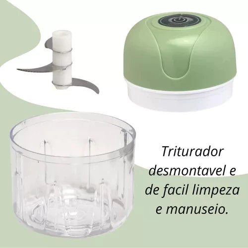 Mini Processador Elétrico de Alimentos Portátil Carne Vegetais Recarregável USB Bivolt 250ml